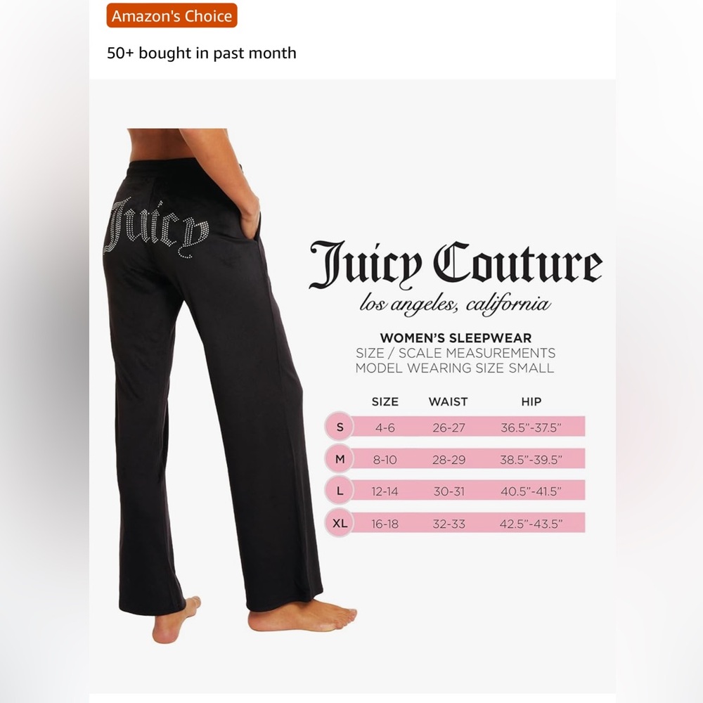 JUICY COUTURE velvet fleece lounge pant with rhinestone